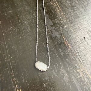 Kendra Scott Silver Elisa Pendant Necklace Iridescent Drusy Adjustable